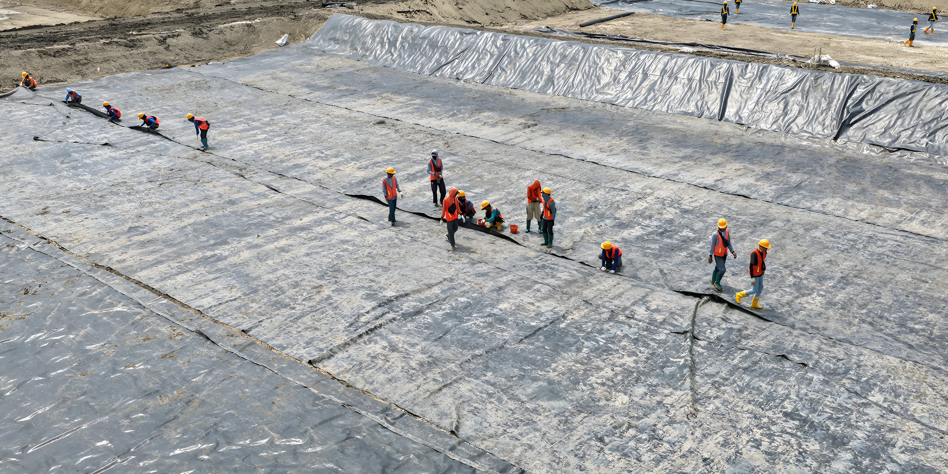 Progres Pemasangan Geomembran Kolam ukuran 4000 meter persegi BINS Karawang