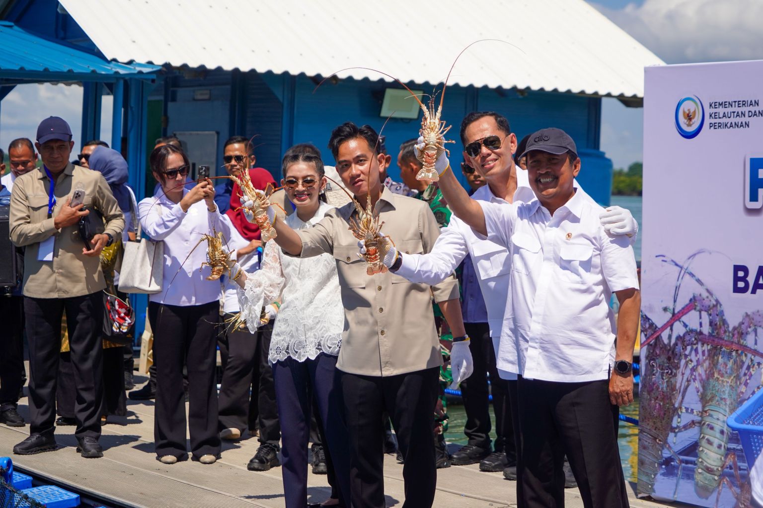 Panen Perdana Lobster di Modeling Budi Daya Balai Perikanan Budidaya Laut Batam bersama Wakil Presiden RI